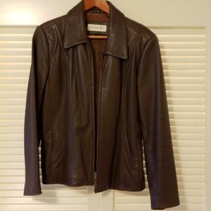 Jones New York Brown Leather Jacket, Size L